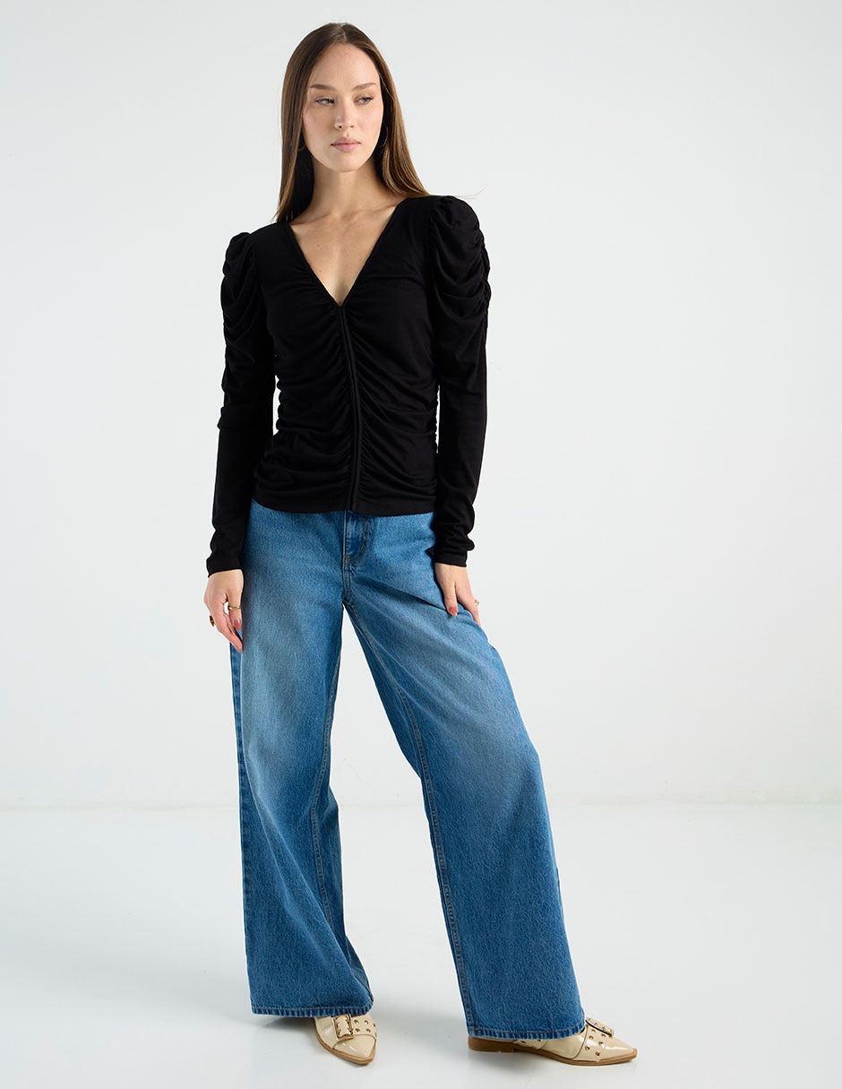 Jeans amplio cintura para mujer 3