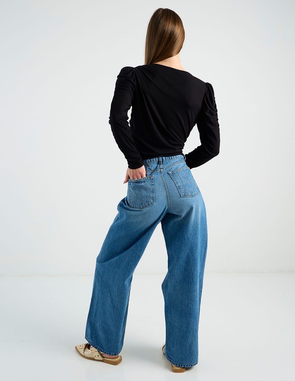 Jeans amplio cintura para mujer 6
