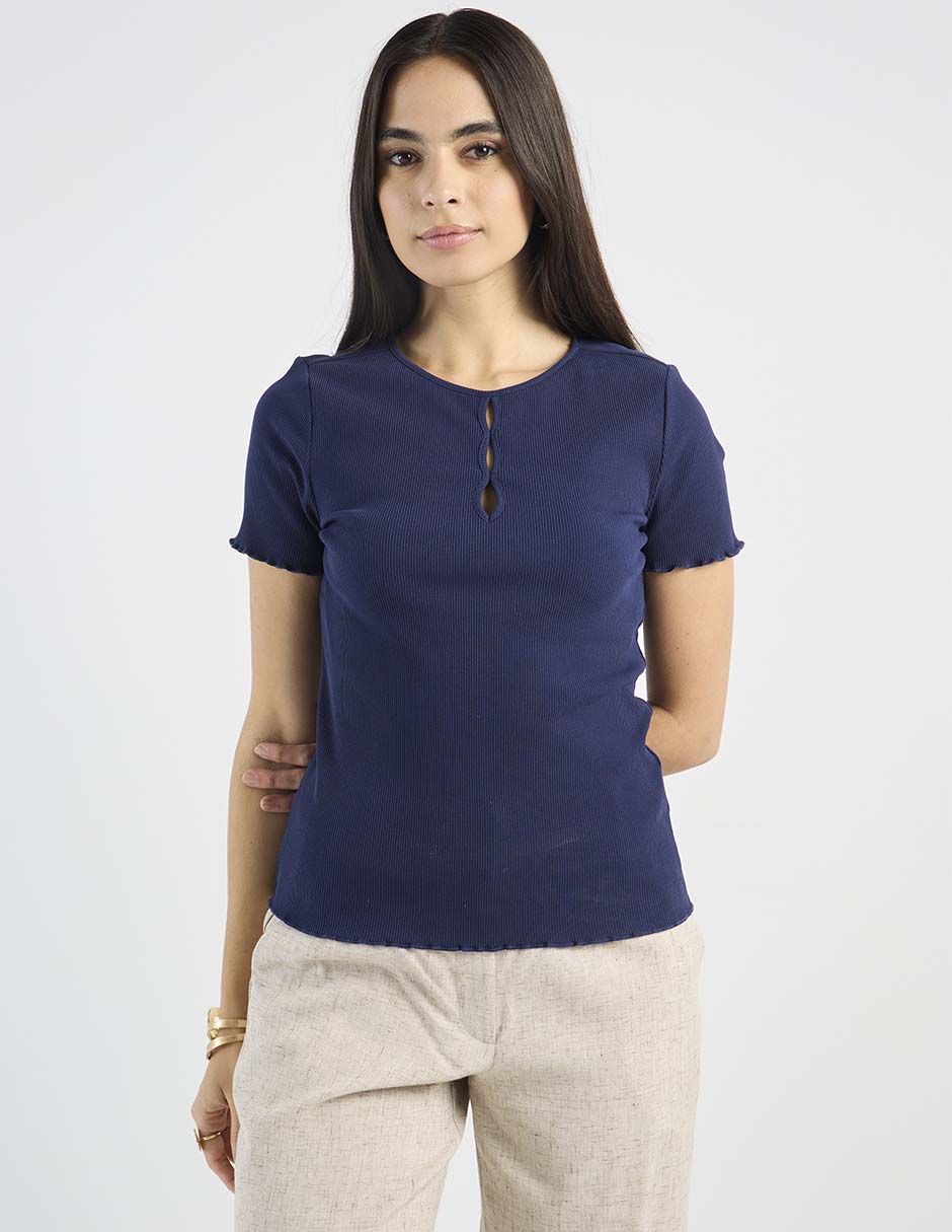 Playera manga corta Petite Studio cuello redondo para mujer 2