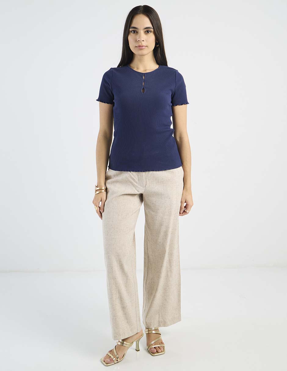 Playera manga corta Petite Studio cuello redondo para mujer 3