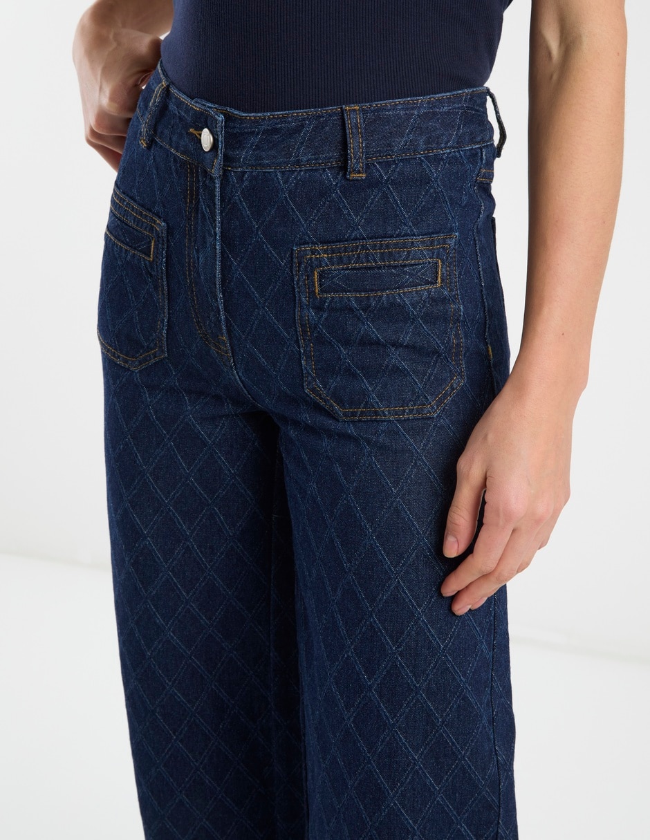 Jeans amplio cintura media para mujer 5