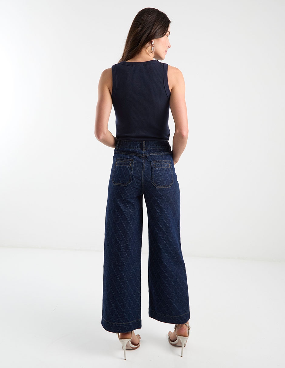 Jeans amplio cintura media para mujer 6