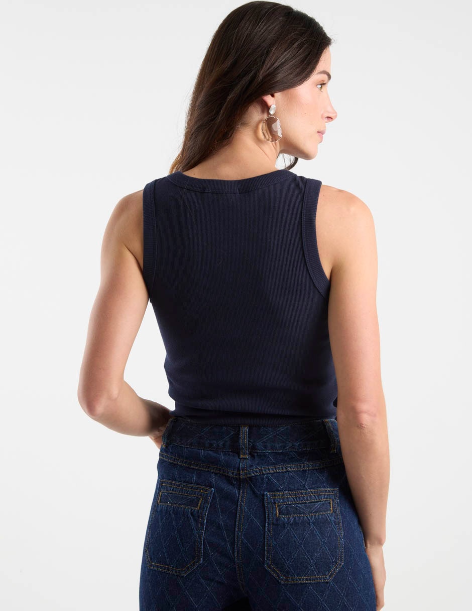 Top cuello redondo tirante ancho 6