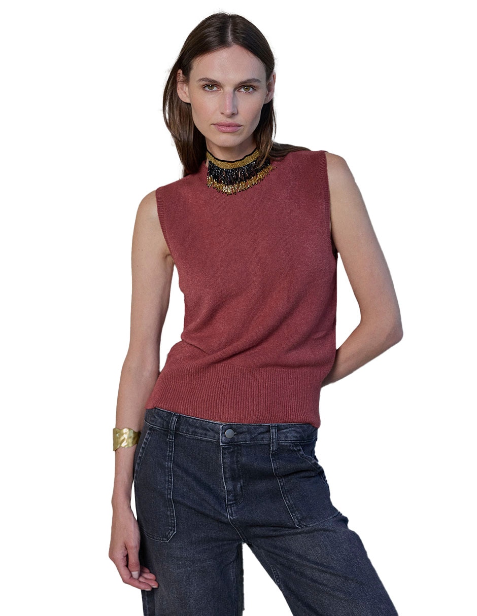 Top cuello redondo