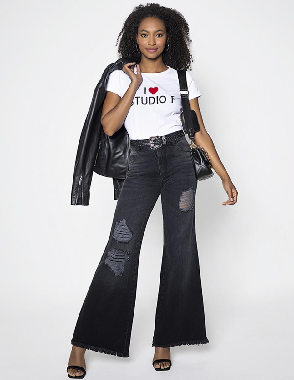Jeans campana Wang Black para mujer