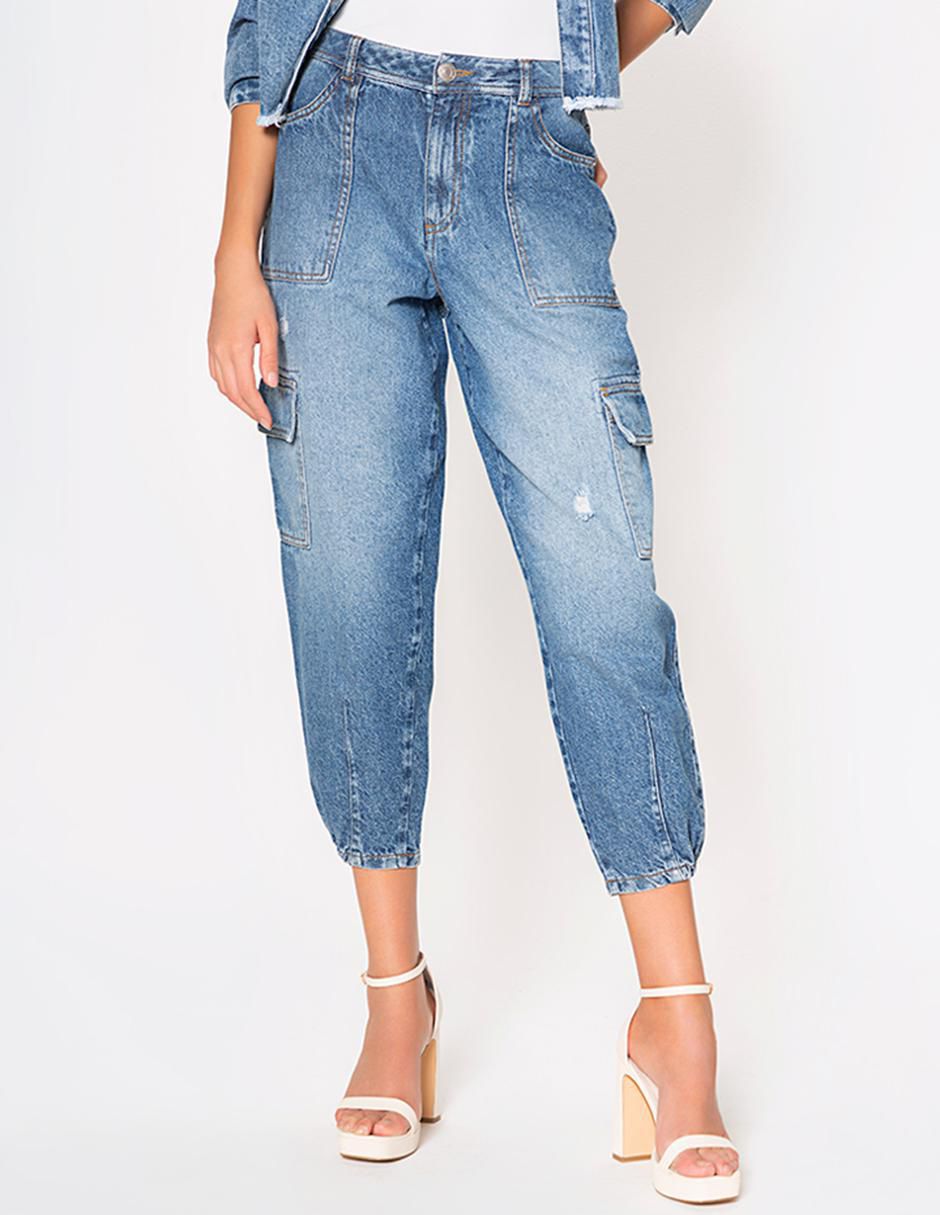 Jeans capri mom Salem Denim Cannabric Eco corte cintura para mujer 1