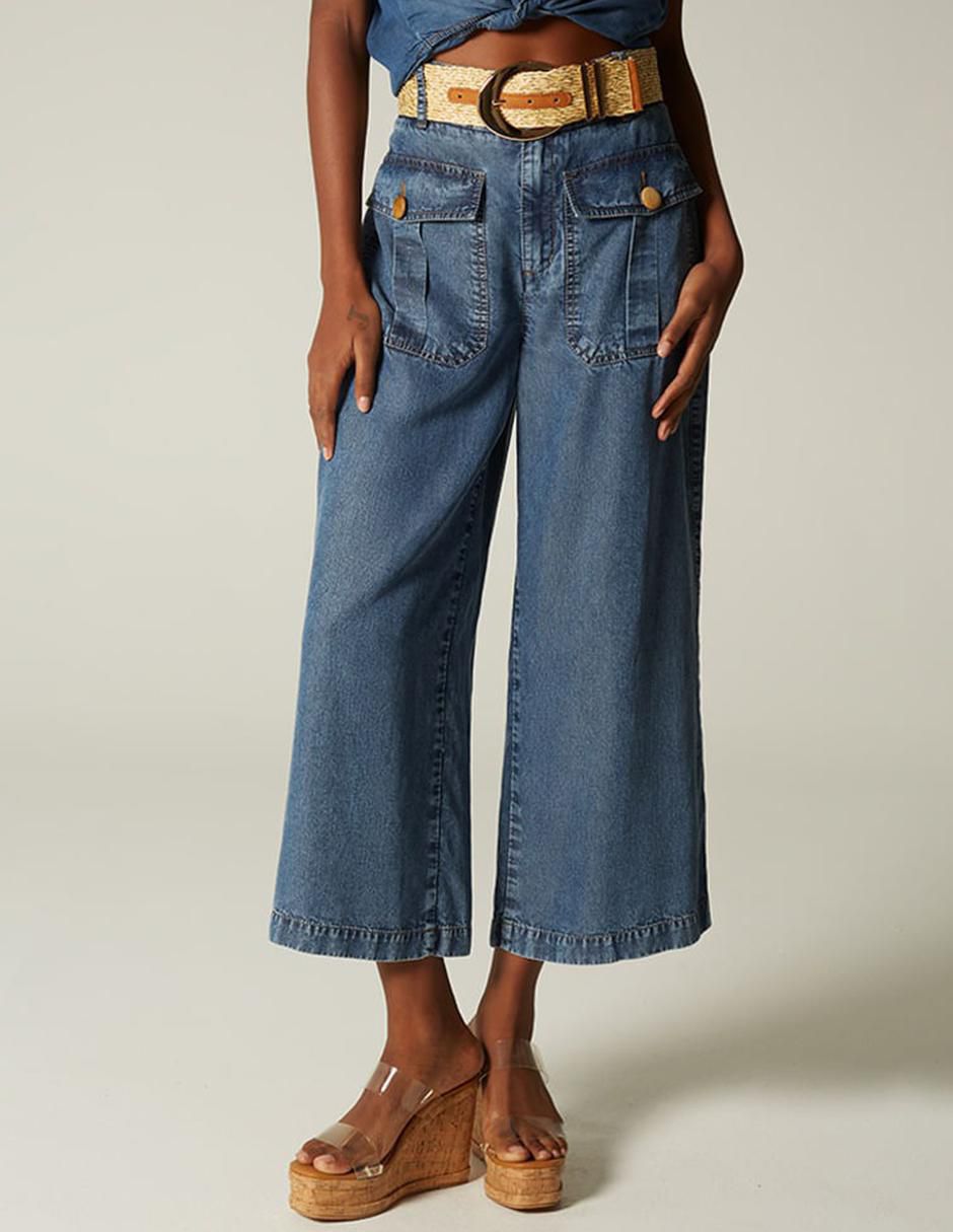 Jeans capri campana Bulma corte cintura para mujer 1