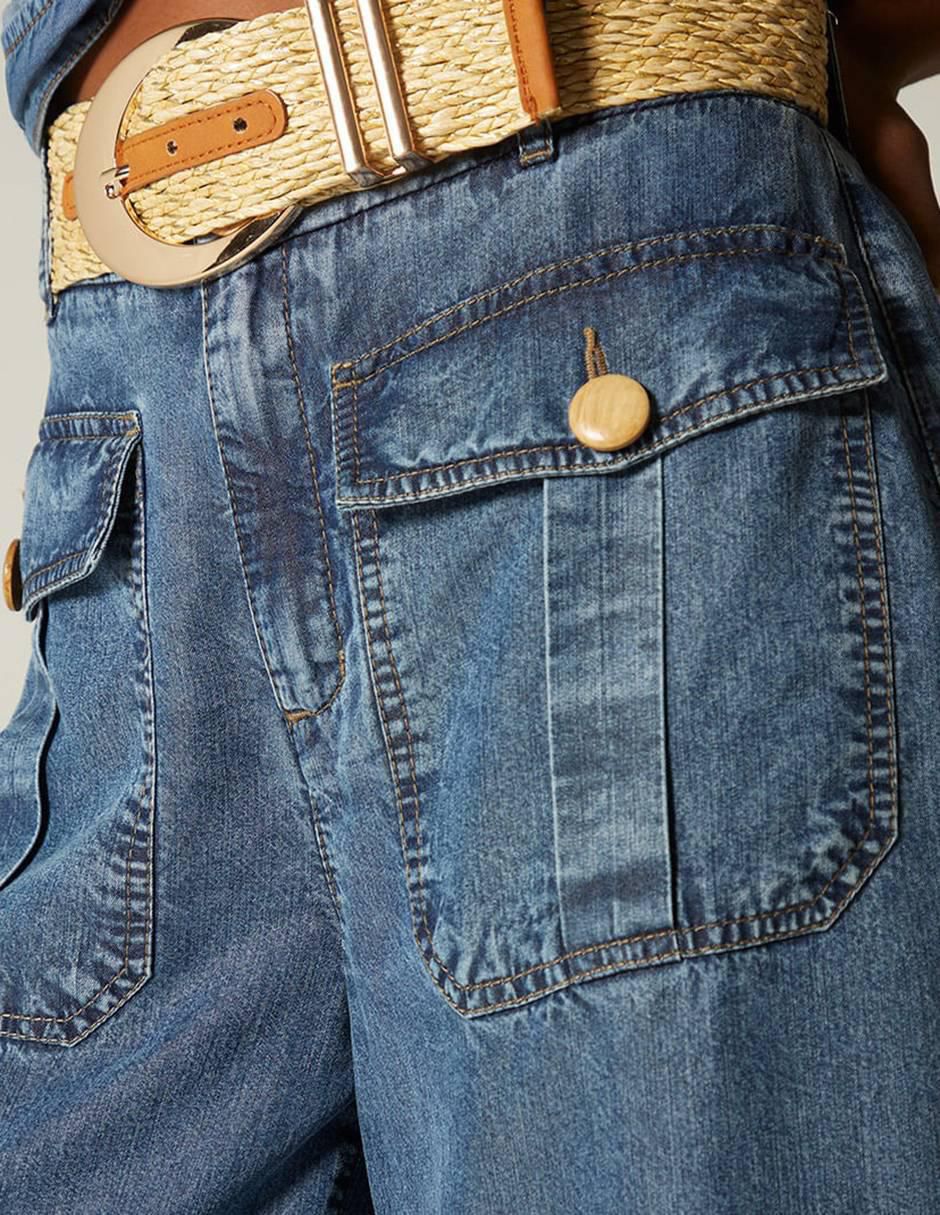 Jeans capri campana Bulma corte cintura para mujer 4