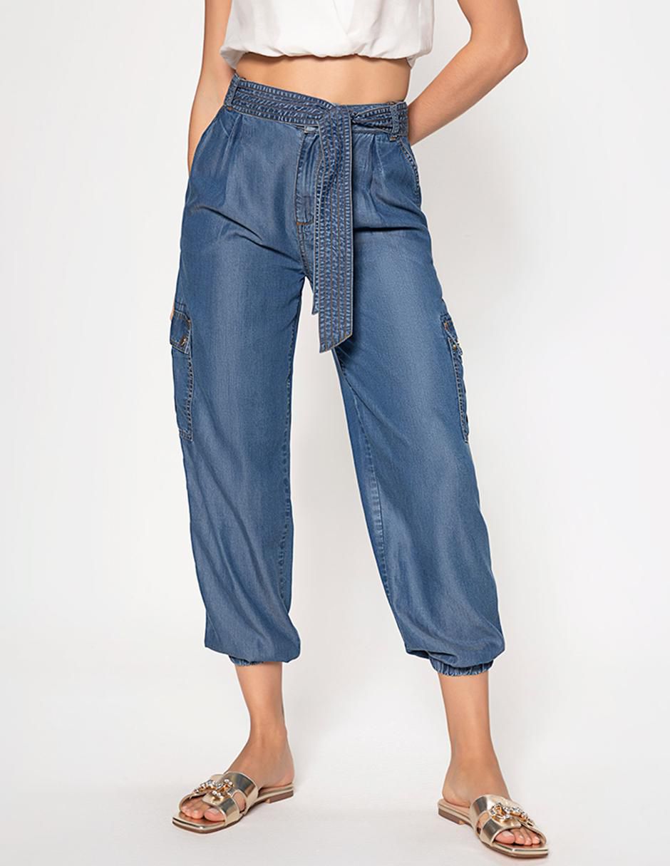 Jeans capri jogger Bulma corte cintura alta para mujer 1