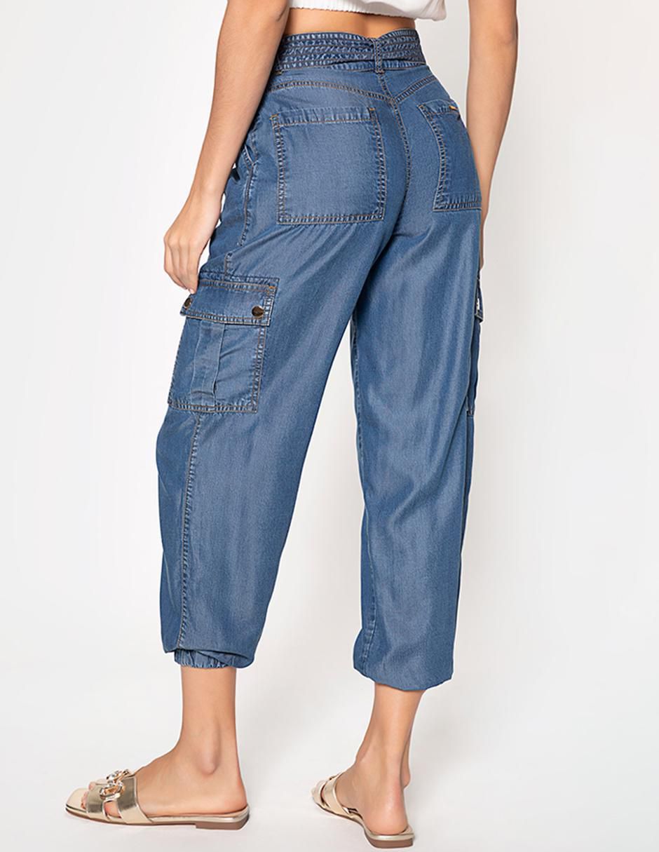 Jeans capri jogger Bulma corte cintura alta para mujer 2
