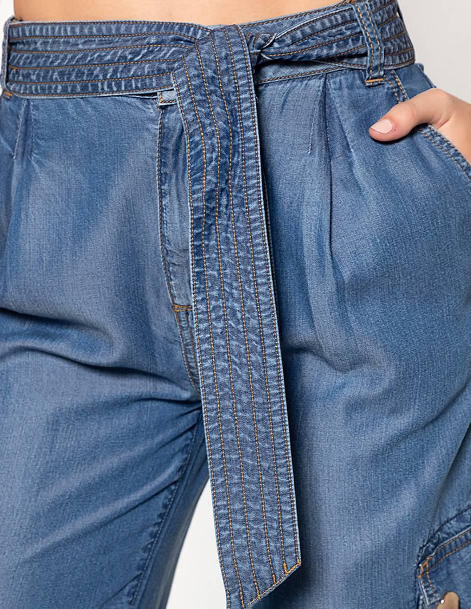 Jeans capri jogger Bulma corte cintura alta para mujer 4