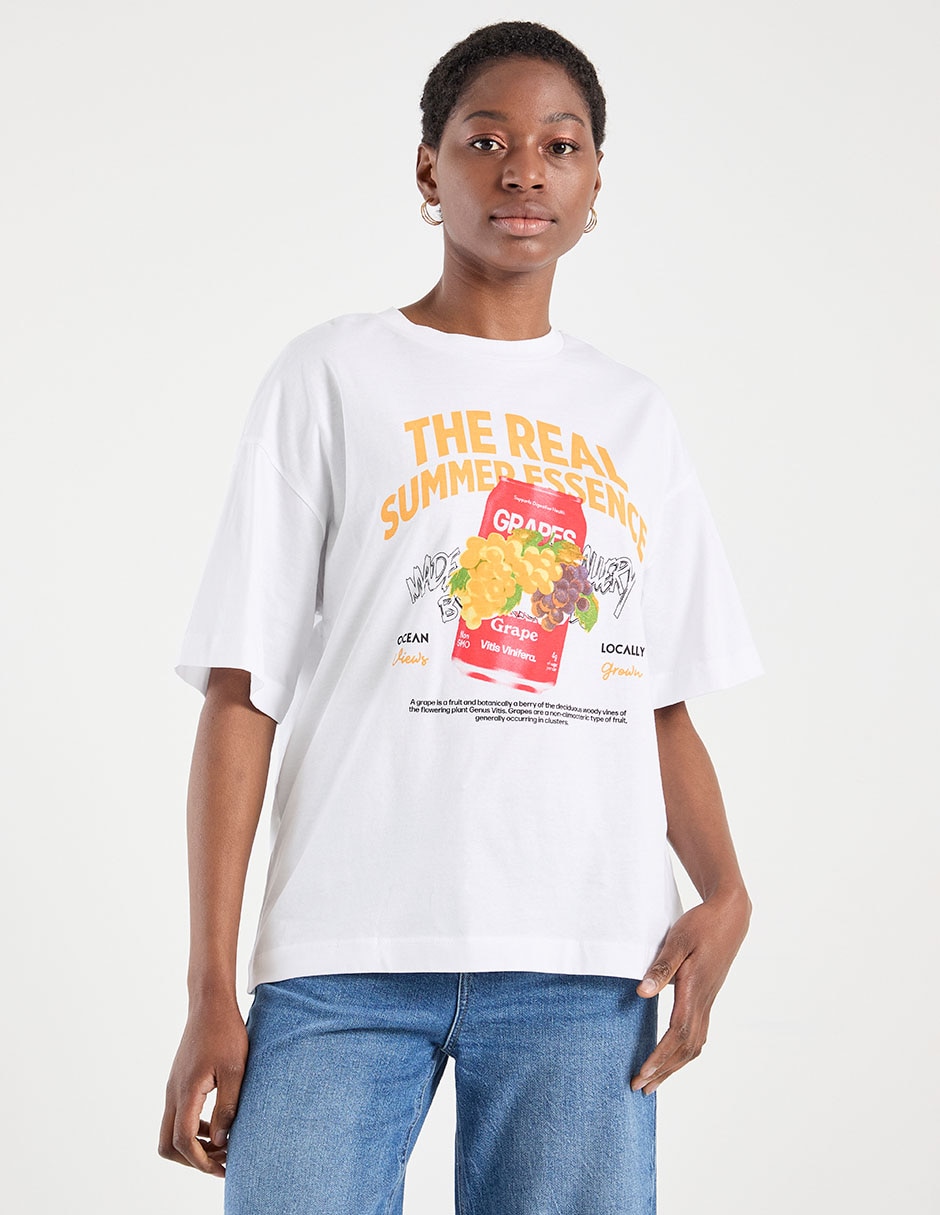 Playera manga la codo Pieces cuello redondo para mujer