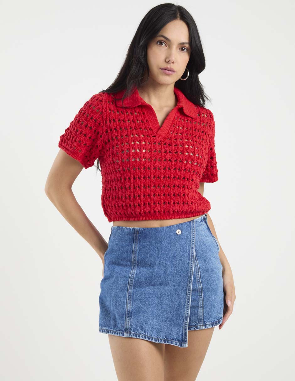 Suéter cuello V para mujer