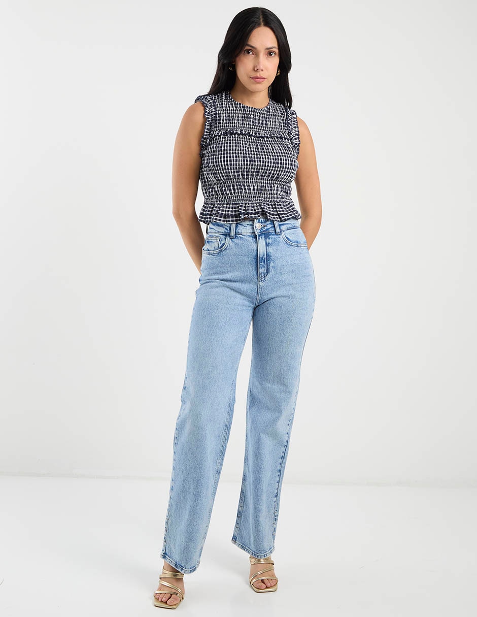 Jeans straight cintura alta para mujer 2
