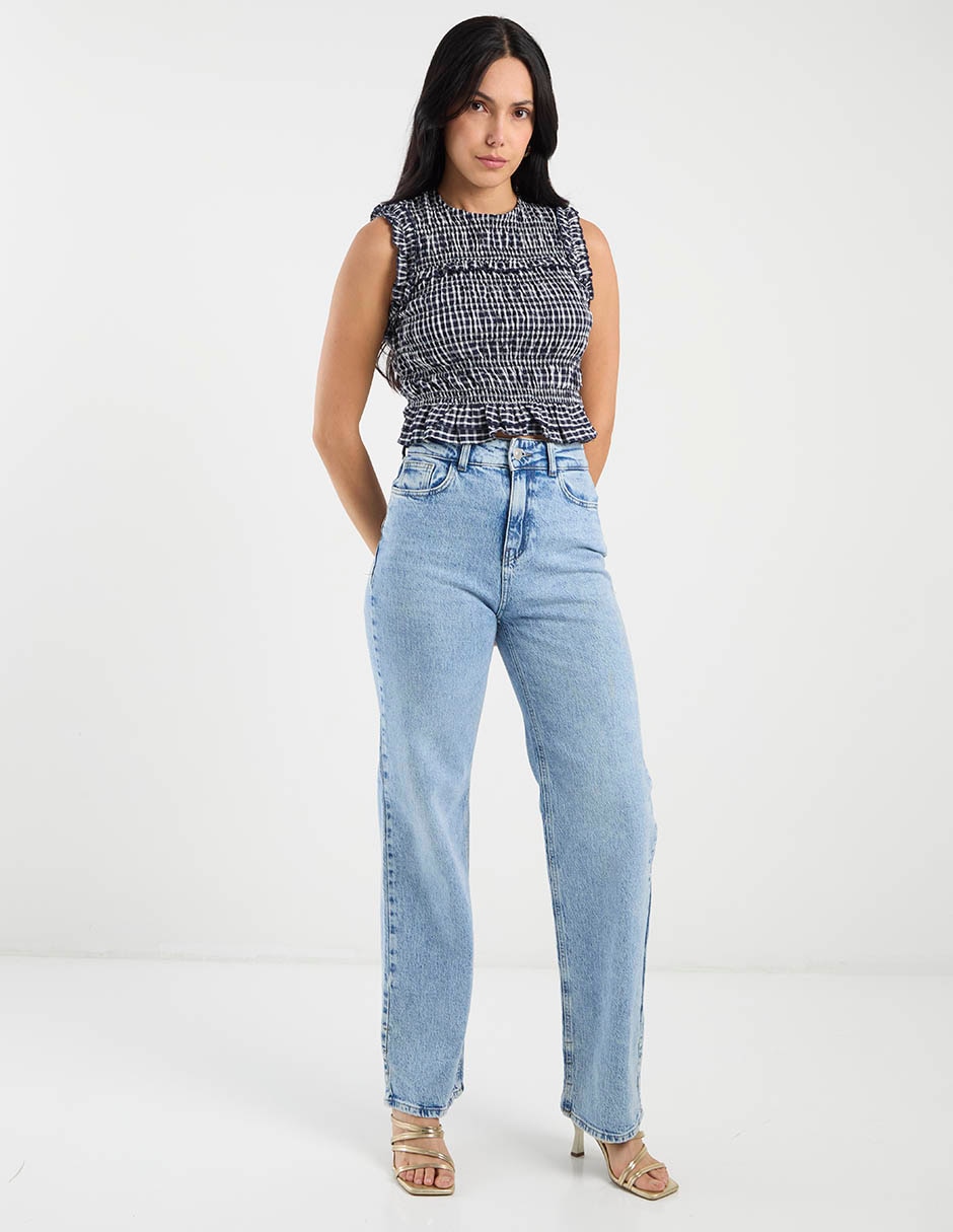 Jeans straight cintura alta para mujer 3