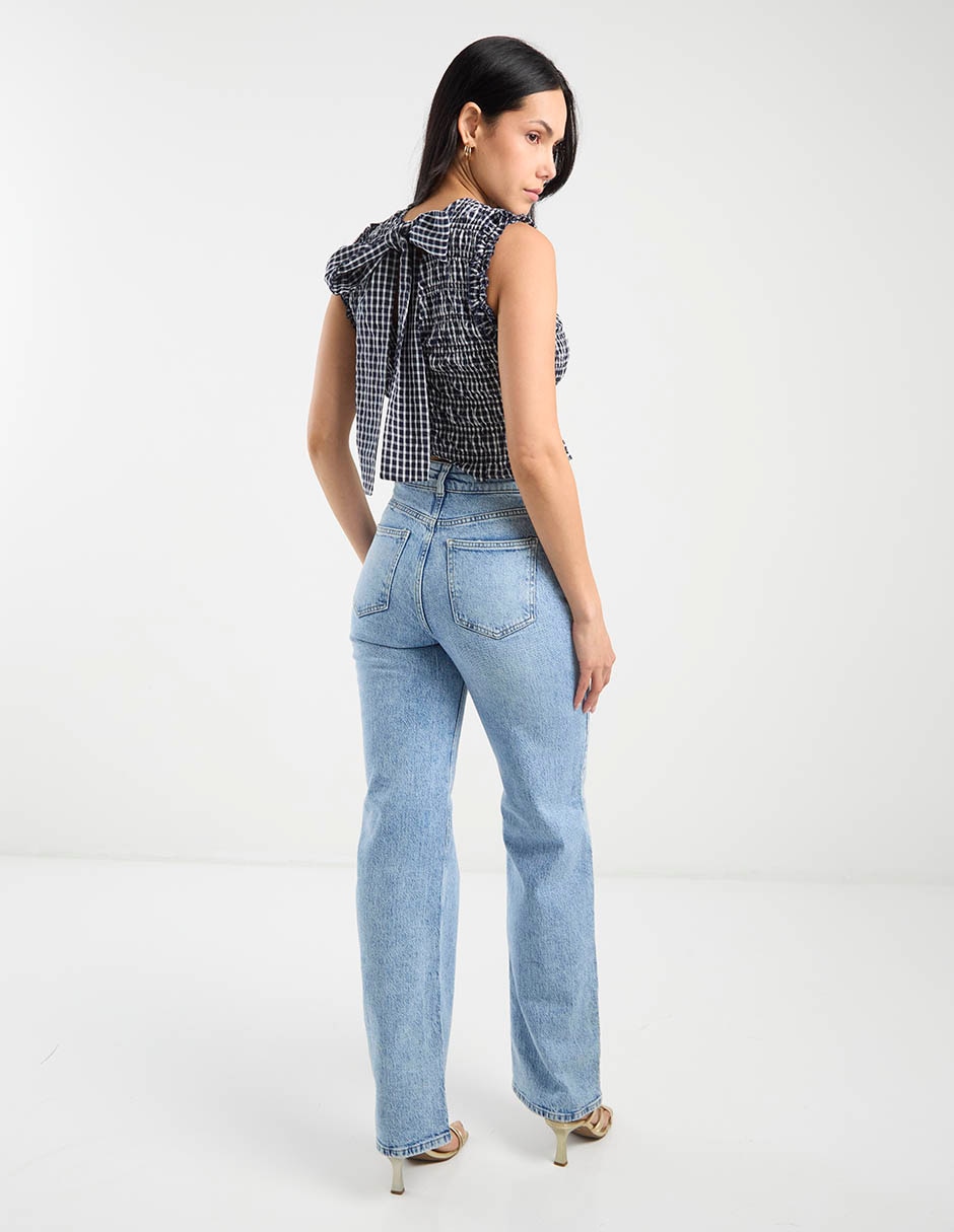 Jeans straight cintura alta para mujer 6