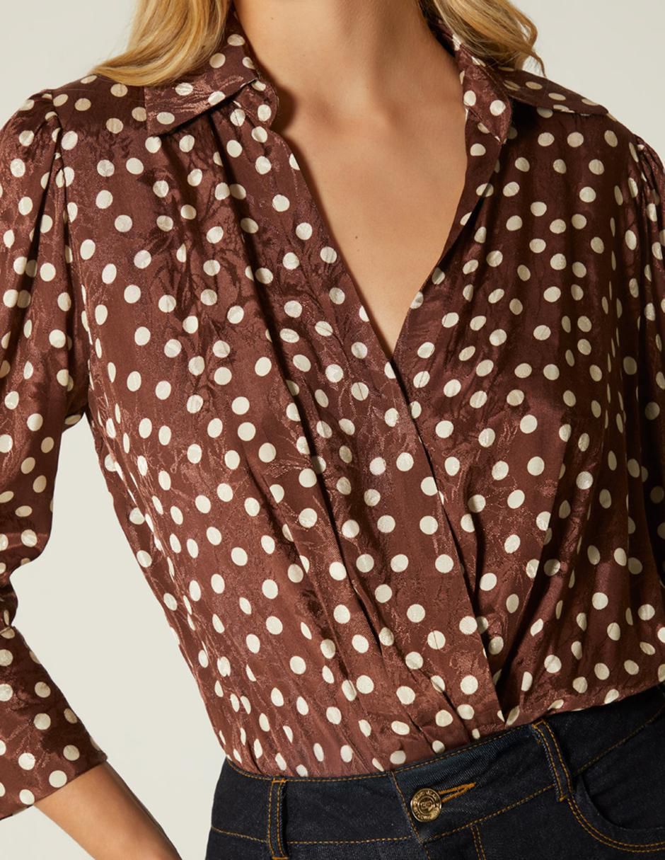 Body cuello camisero escote V para mujer 4