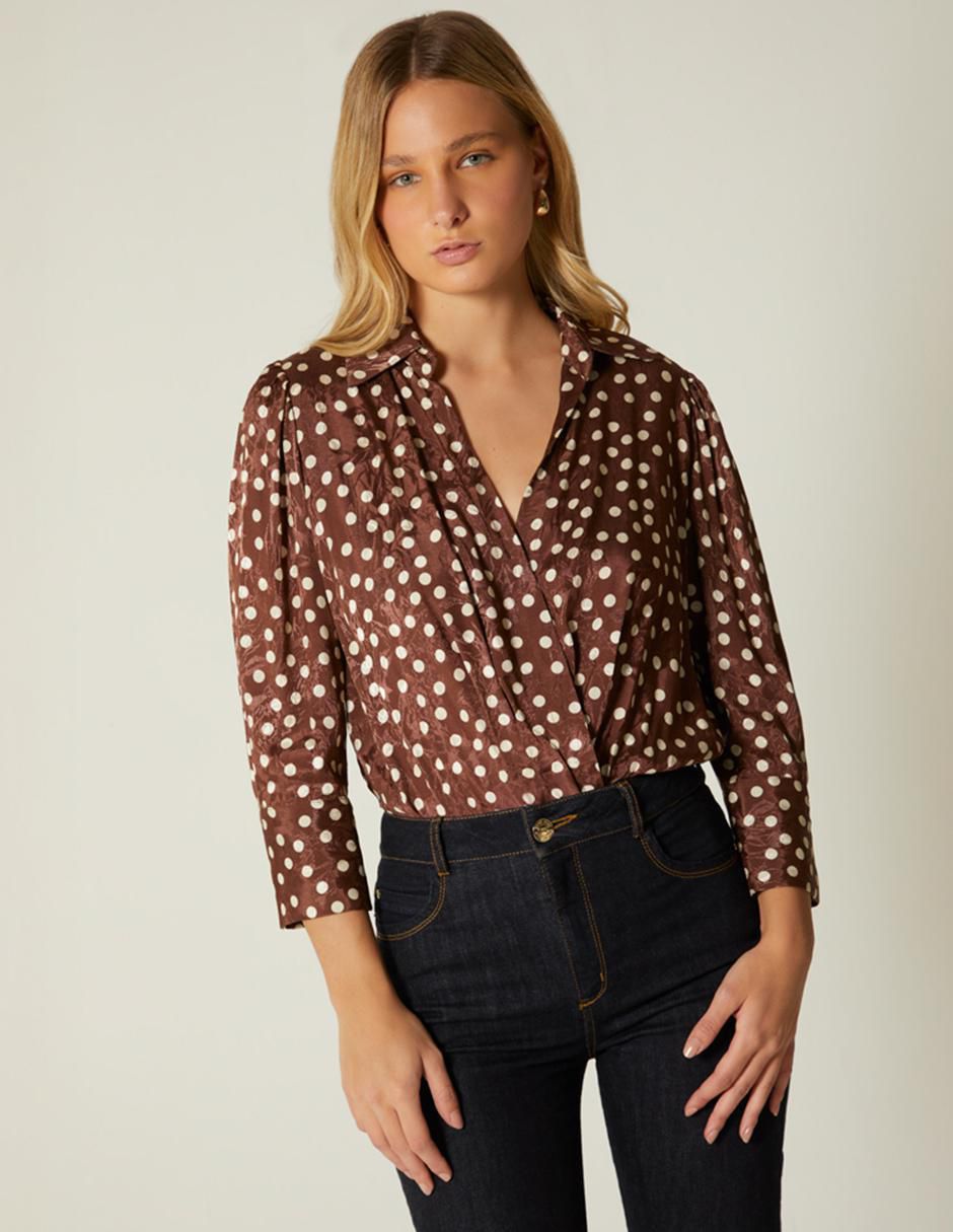 Body cuello camisero escote V para mujer Body cuello camisero escote V para mujer