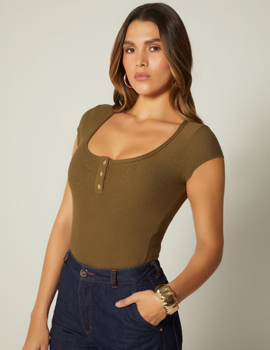 Body cuello camisero escote V para mujer 5