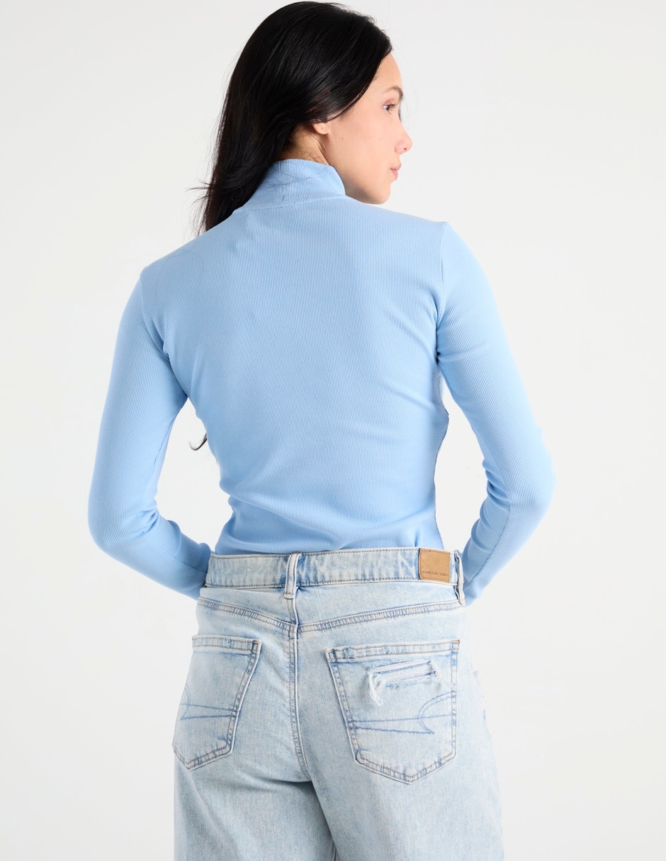 Playera manga larga cuello alto para mujer 2