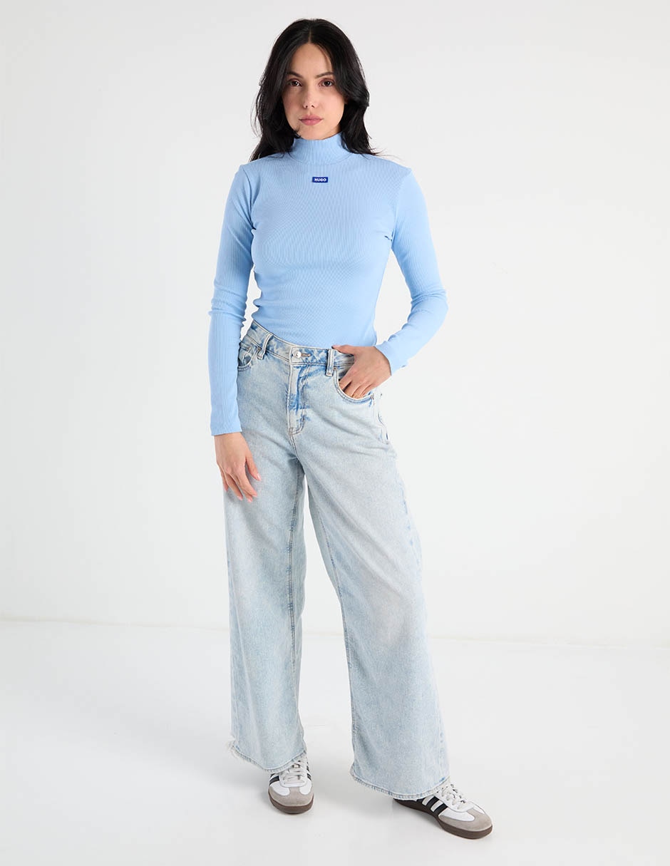 Playera manga larga cuello alto para mujer 3