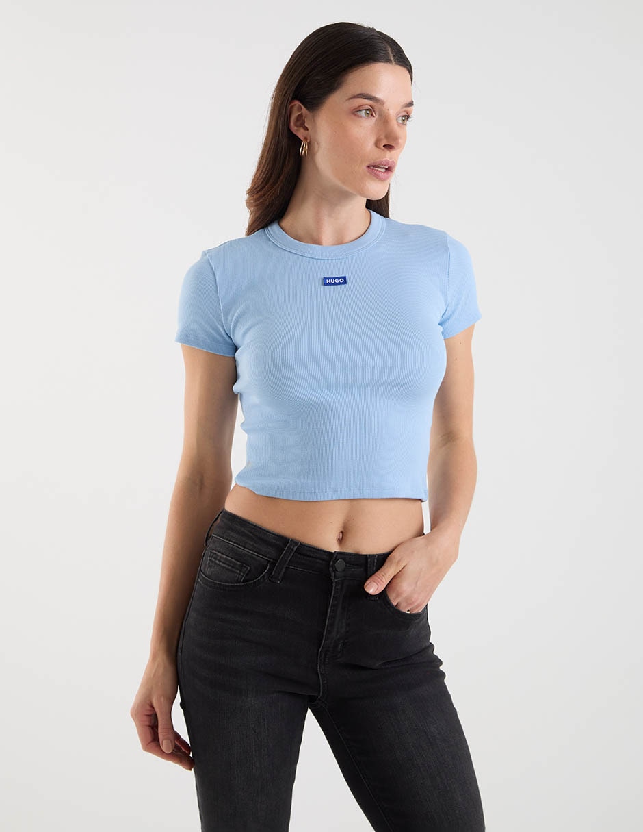 Playera manga corta cuello redondo para mujer