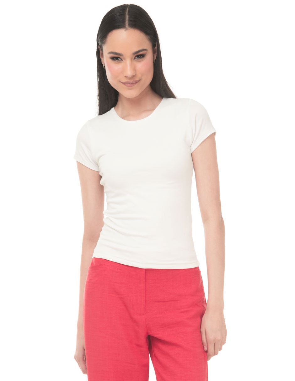 Playera manga corta cuello redondo para mujer Playera manga corta cuello redondo para mujer
