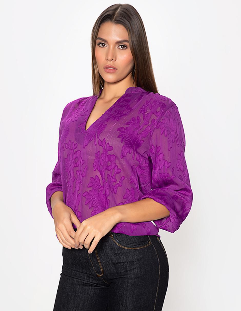 Blusa manga al codo para mujer