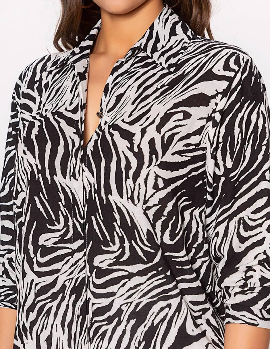 Blusa Zebra Sofisticada manga 3/4 para mujer 4