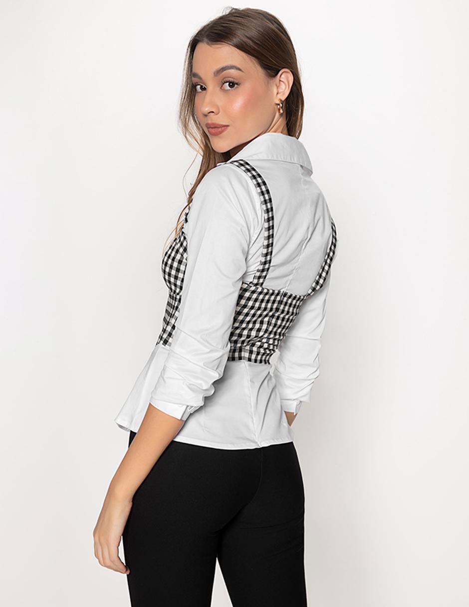 Blusa Retorno Do Vichy manga larga para mujer 2