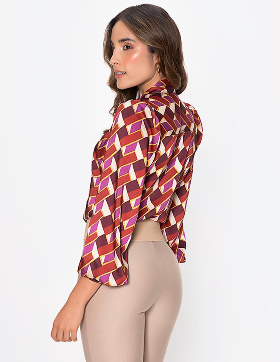 Blusa Geometric Cava manga 3/4 para mujer 2