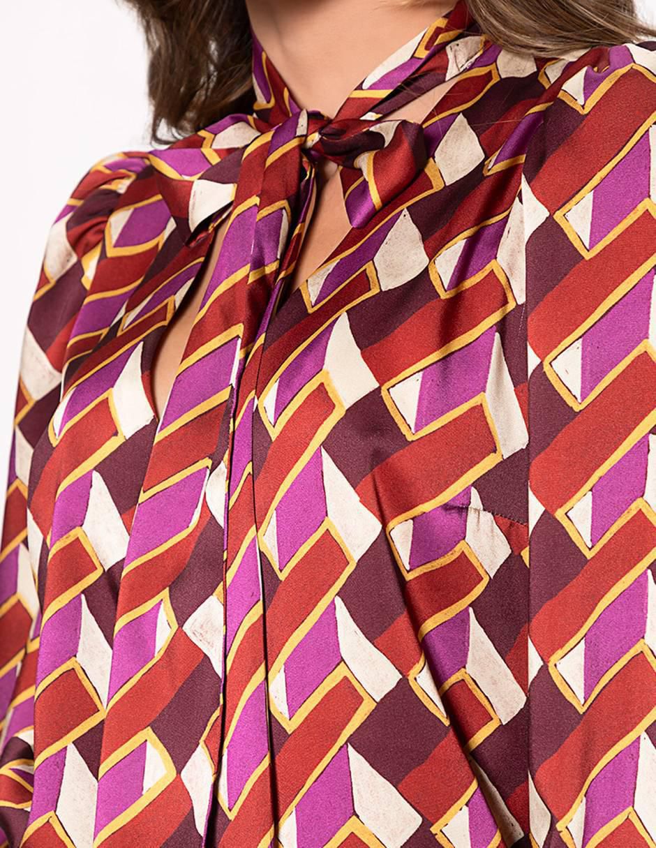 Blusa Geometric Cava manga 3/4 para mujer 4