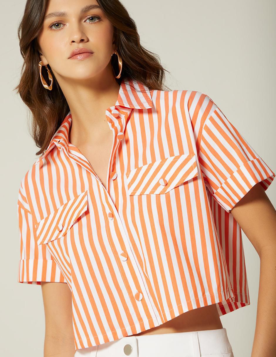 Top cuello camisero manga corta 5