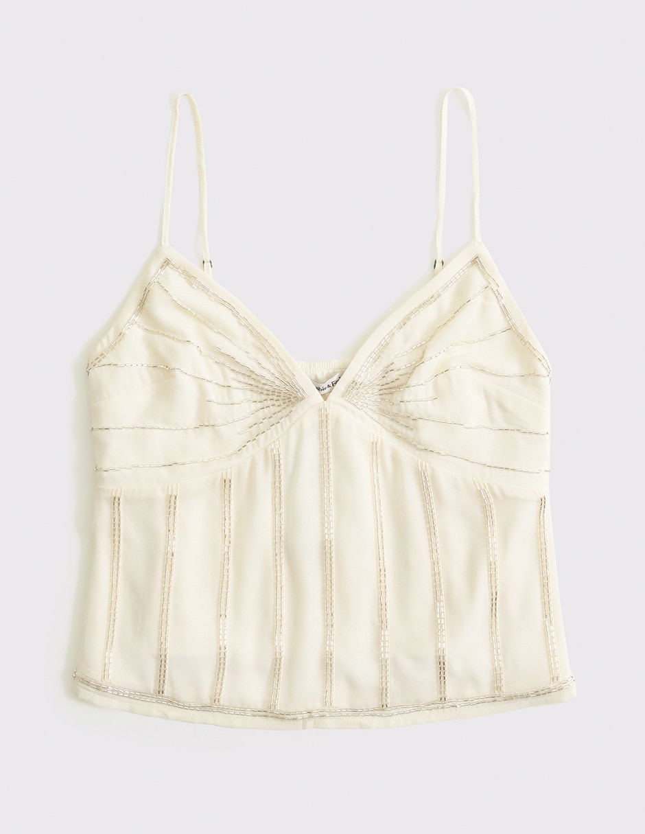 Top escote v tirante ajustable