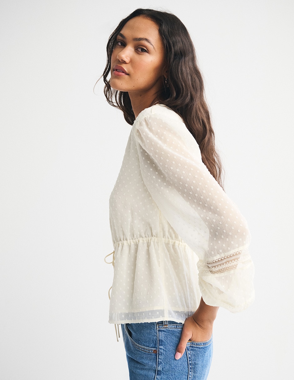 TOP ABERCROMBIE & FITCH KI1, CH, CREMA