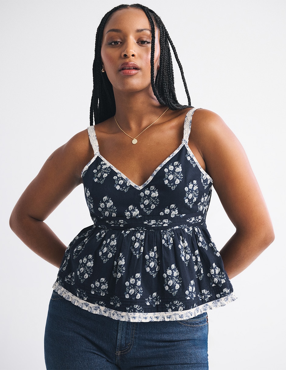 Top cuello V escote V tirante ajustable