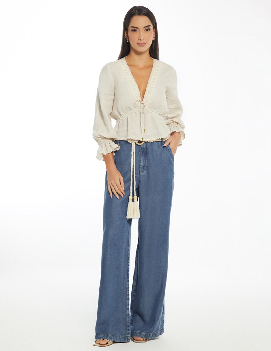 Pantalón relaxed palazzo para mujer 3