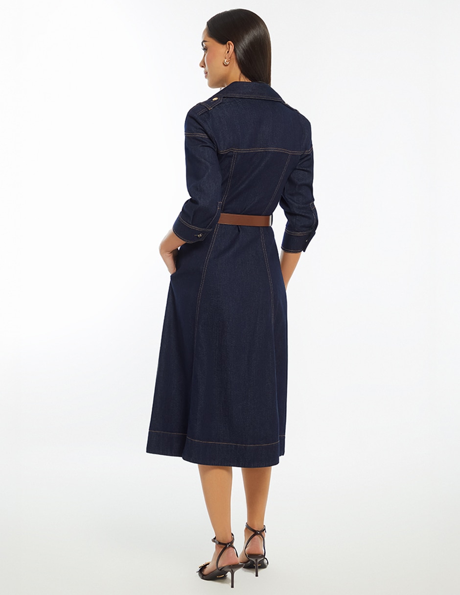 Vestido midi casual Luxury Dark Denim para mujer 5
