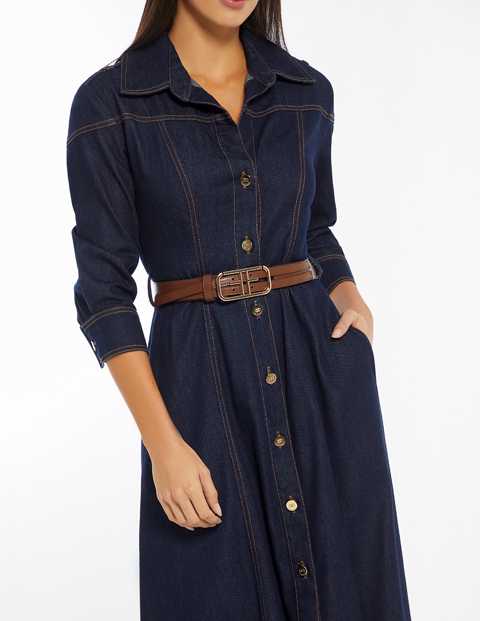 Vestido midi casual Luxury Dark Denim para mujer 7