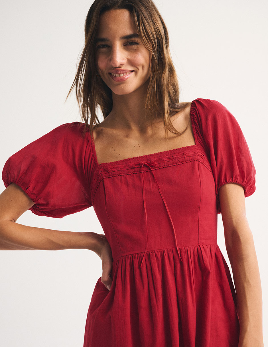 VESTIDO ABERCROMBIE & FITCH, XCH, ROJO