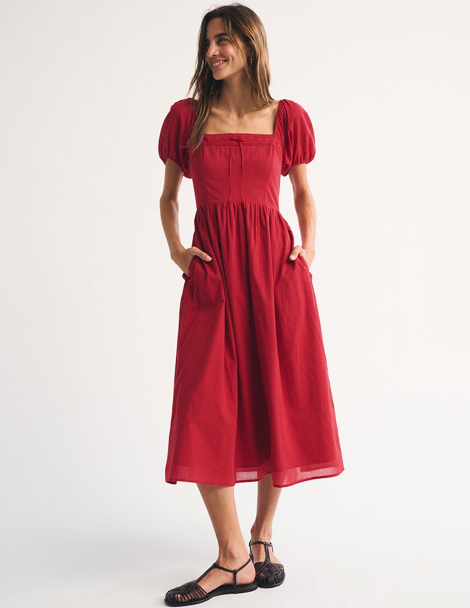 VESTIDO ABERCROMBIE & FITCH, XCH, ROJO