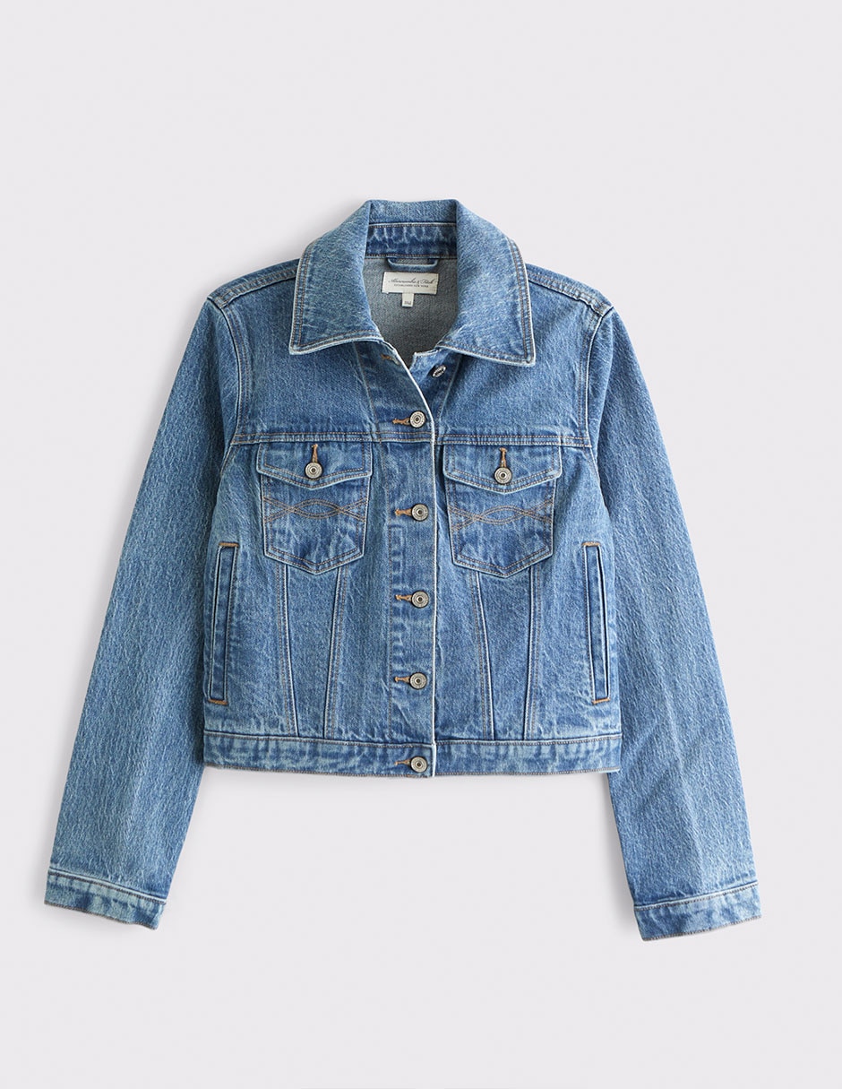 Chamarra denim de algodón para mujer