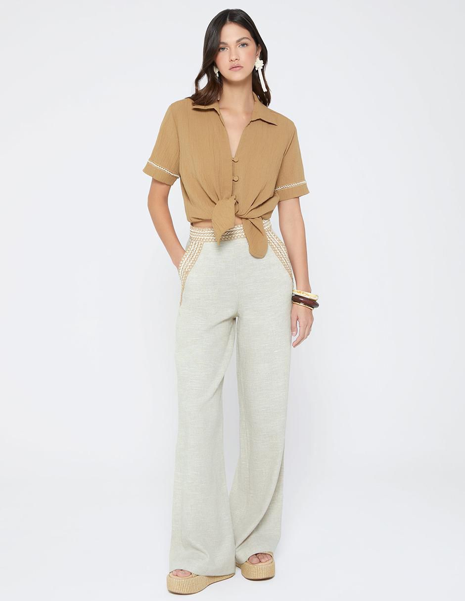 Blusa Artesania Costera manga corta para mujer