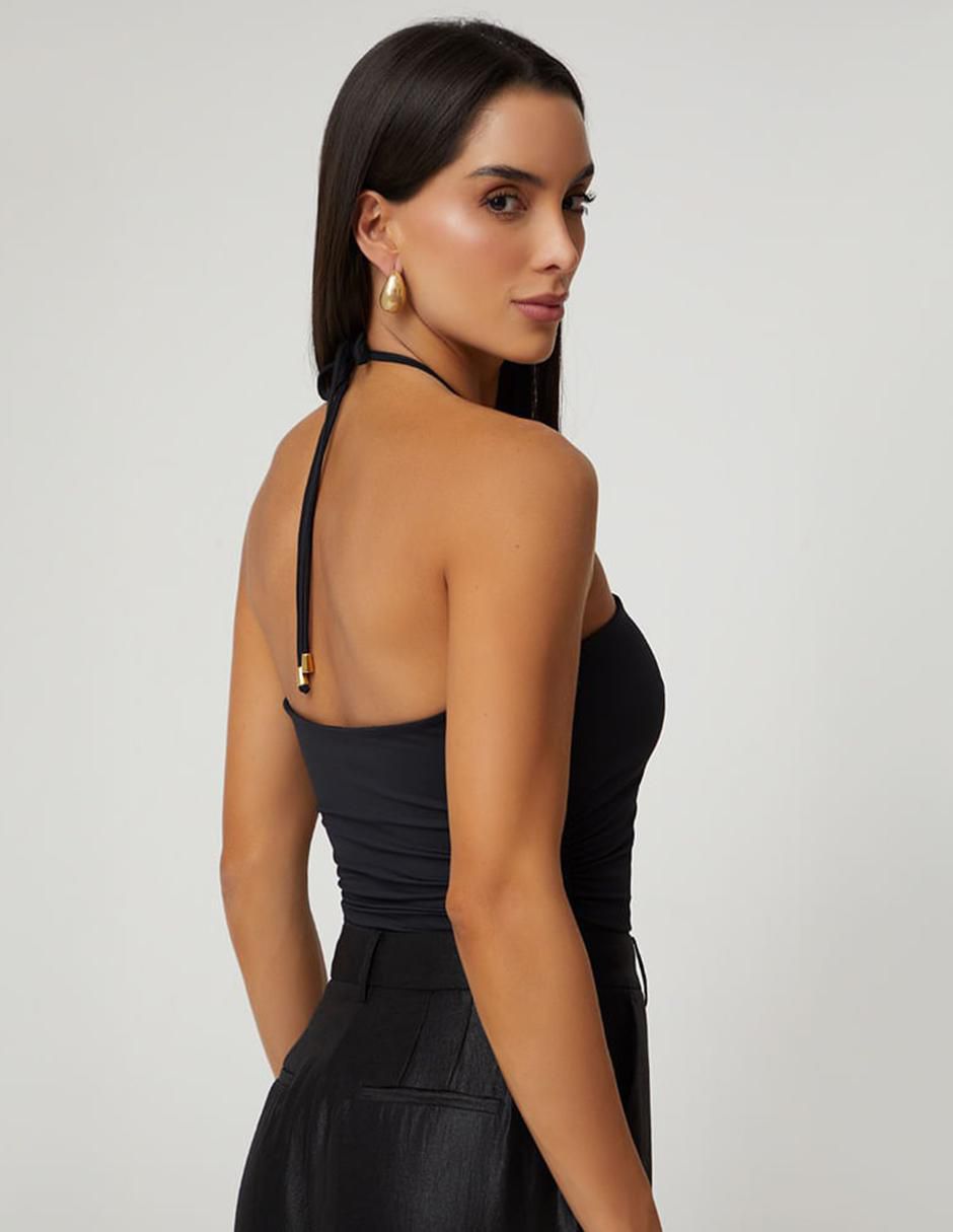 Body cuello halter escote bardot para mujer 2