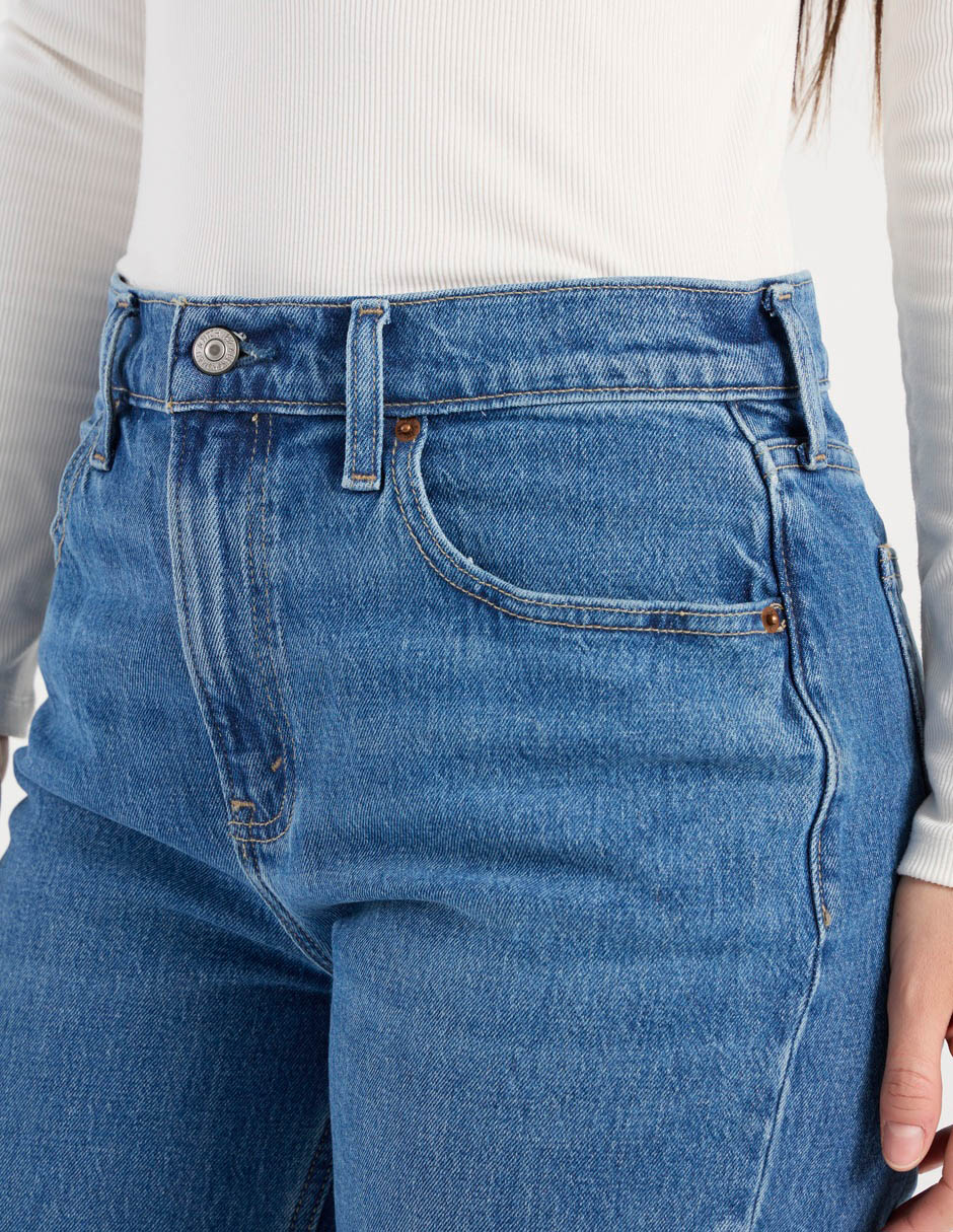 Jeans relaxed amplio cintura alta para mujer 5