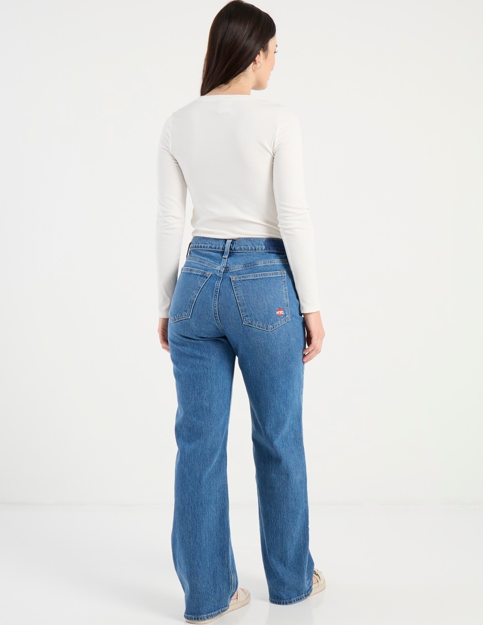 Jeans relaxed amplio cintura alta para mujer 6