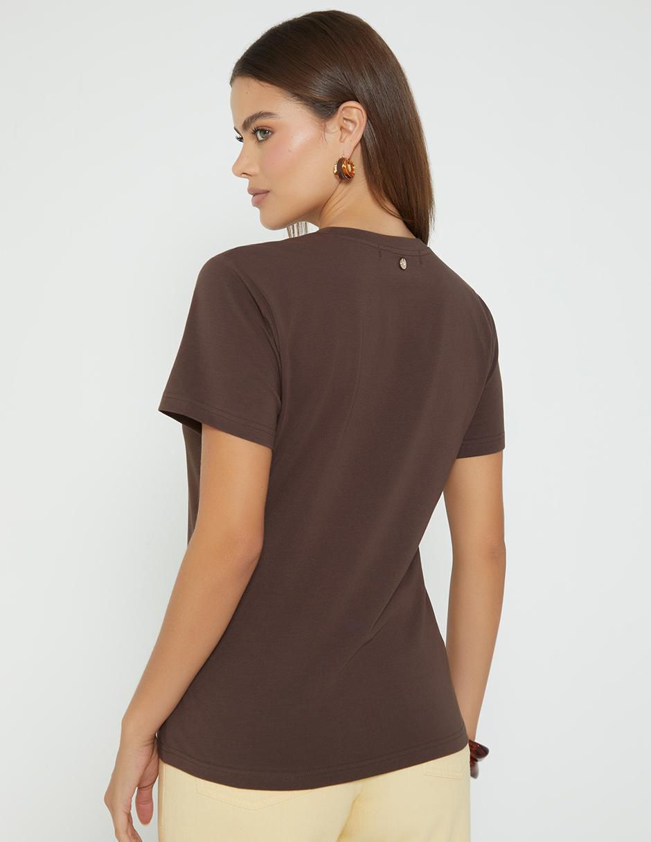 Playera manga corta Ice Coffee Mood cuello redondo para mujer 2