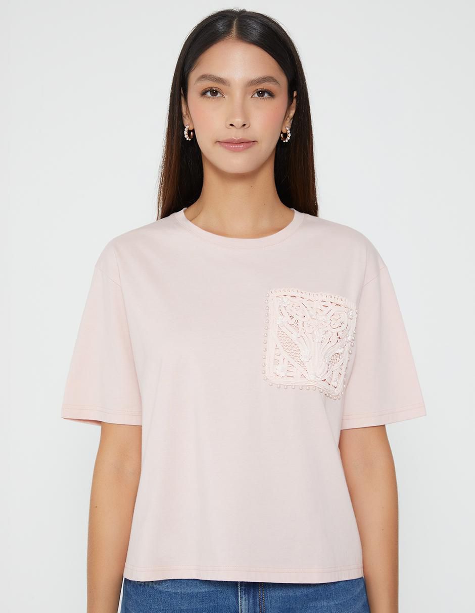 Playera manga corta cuello redondo para mujer 1