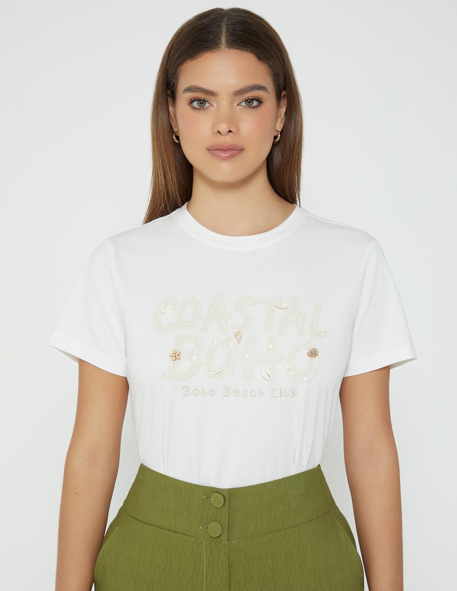 Playera manga corta cuello redondo para mujer Playera manga corta cuello redondo para mujer
