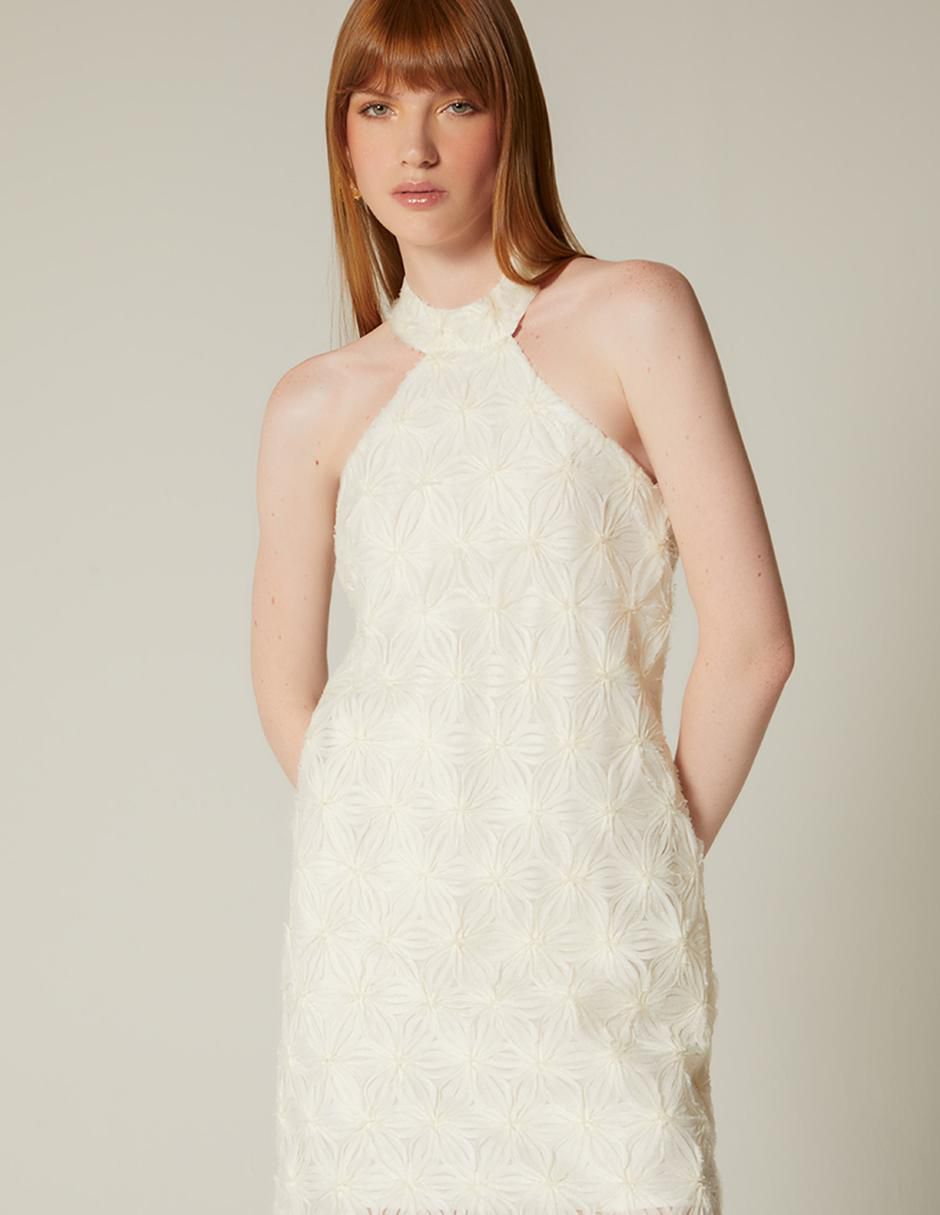 Vestido corto casual Rosé Marfil para mujer 5